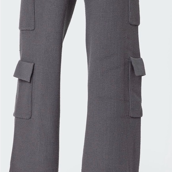 Edikted Gray Ribbed Joggers - Picture 2 of 4